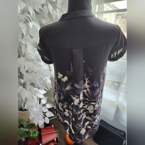 Simply Vera Vera Wang Chiffon Floral Blouse Size Small - Picture 8 of 9